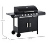 Outsunny 6+1 Burner Gas BBQ Grill Garden Barbecue with Wheels