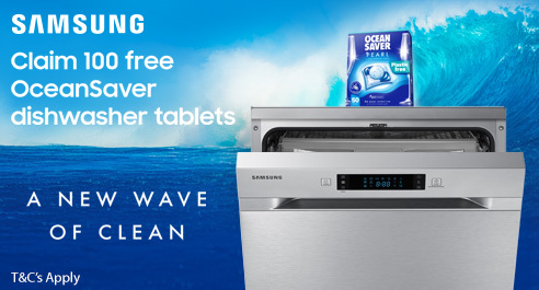 Claim 100 free OceanSaver dishwasher tablets with select Samsung dishwashers