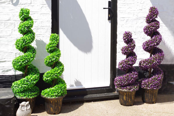 Artificial Spiral Tree in Planter Artificial Spiral Topiary Trees By Leaf