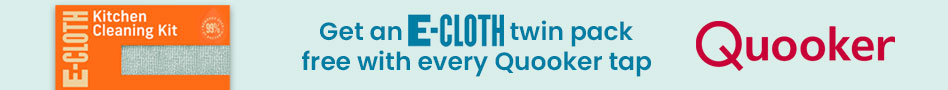 Get an E-Cloth twin pack free with every Quooker tap.