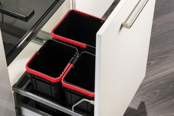 Waste Sorter Bins Installed In Kitchen Unit