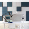 Abstracta Soneo Soundproof Wall Panel provides a simple, easy and versatile solution for noisy office spaces - blue and grey hues - side view.