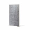 The Alumi acoustic screen adds a playful touch to space partitioning - horizontal lines light grey panel - front view - on white background.