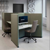 The Hive workstation has been designed to make the most of challenging layouts - medium green - front view - in office.