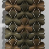 The Abstracta Airbloom Hanging Screen refresh the office environment by the flower shaped like panels - light and dark brown panels - front view - in office.