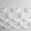 Abstracta Acoustic Sky Ceiling Panels are created using the modular technology that allows wasy personalisation - white - circle pattern - white background.