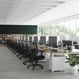 Office chair: Black task operator chair with mesh back, lumbar cushion support and height adjustable arms for the office, with seat slide finished in a breathable dual layered air mesh, ratchet backrest adjustment, waterfall front and gas lift lever for height adjustment. Portland 3 black task & operator chair, with mesh back and adjustable arms, Back - in the office. Office chair: Black task operator chair with mesh back, lumbar cushion support and height adjustable arms for the office, with seat slide finished in a breathable dual layered air mesh, ratchet backrest adjustment, waterfall front and gas lift lever for height adjustment. Portland 3 black task & operator chair, with mesh back and adjustable arms, Back - in the office.