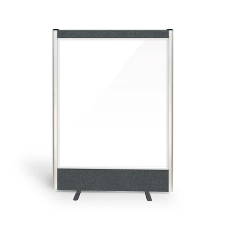 Acoustic full vision partition office screens with Aluminium Edges logo