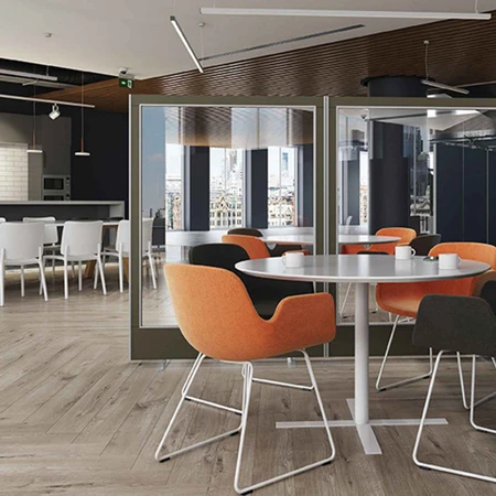 Easy clean vinyl office partition screen full vision logo