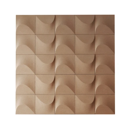 The sustainable Abstracta Sahara introduces kinetic art as the acoustic shield which favours any lively interior - light brown panel -  front view - white background logo