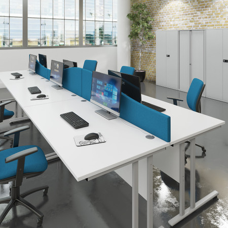 Fast Delivery Dams Wave Desk Screen with Brackets - blue - in office.