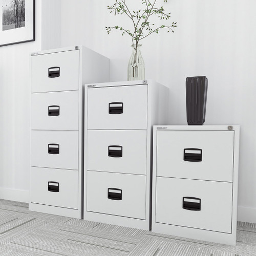 Bisley Qube Steel 2, 3 and 4 Drawer Filing Cabinets Office Storage