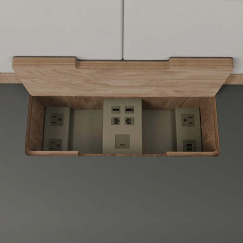 The acoustic booth designed by Room for meetings, brainstorming sessions and video conferences without any noise disruptions - sockets.