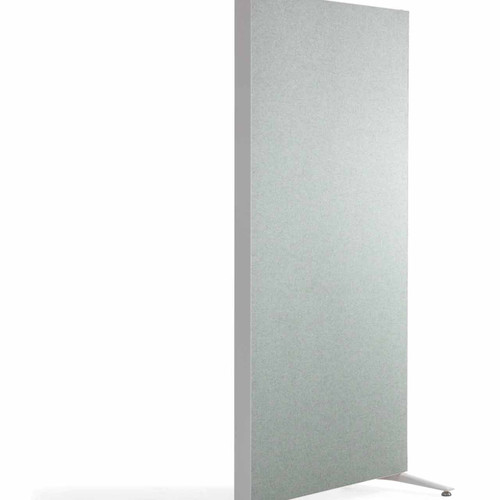 The Alumi acoustic screen adds a playful touch to space partitioning - solid green high panel - front view - on white background.