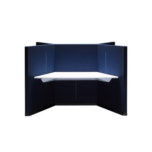 The Hive workstation has been designed to make the most of challenging layouts - medium green - front - side view - in office.