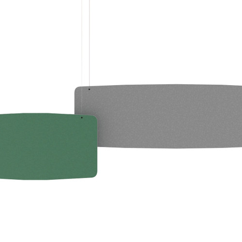 Acoustic Basic Ceiling Baffles by Abstracta - 2 - green and grey - white background.