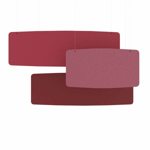 Acoustic Basic Ceiling Baffles by Abstracta - 3 - red shades -white background.
