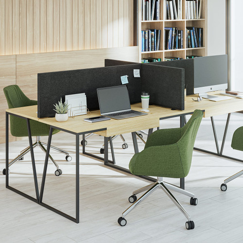 Fabric desk screens with 1 linking side Fabric desk screens with 1 linking side