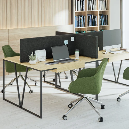 Fabric desk screens with 1 linking side