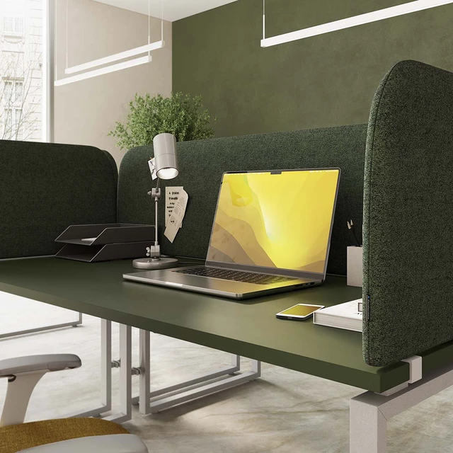 Hush 50 acoustic desk screens in an office