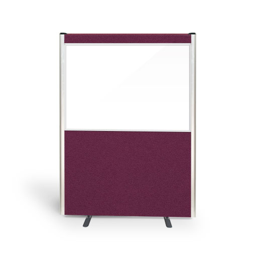 Acoustic half vision partition screen with Aluminium Edges logo