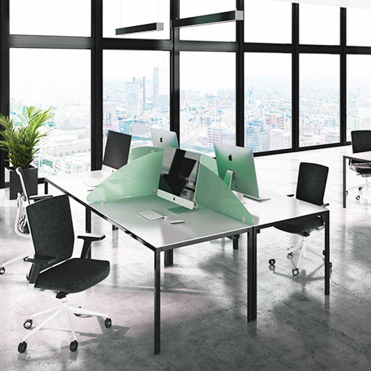 Budget acrylic desk screens curve top logo