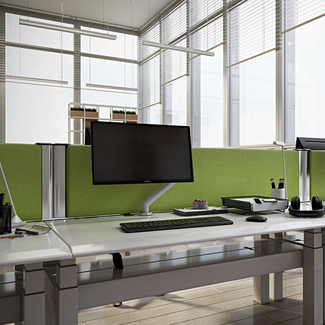 Acoustic Desk Partitions Screens Straight Top With Aluminium Edges