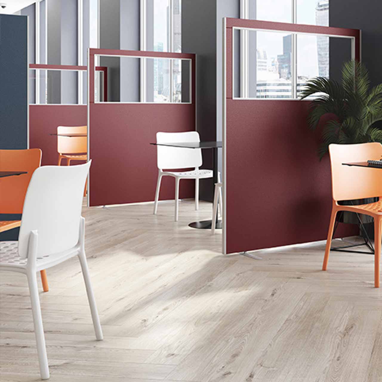 Easy clean vinyl office partition screen top vision logo