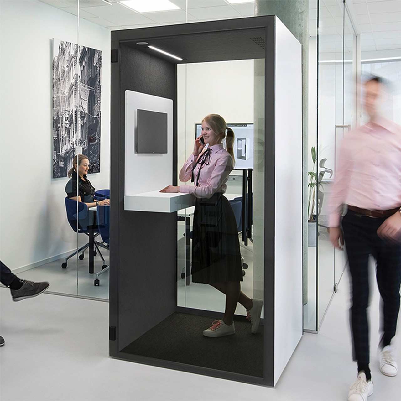 Chatbox Single Person Soundproof Acoustic Office Hub, 1m x 1m With Shelf logo