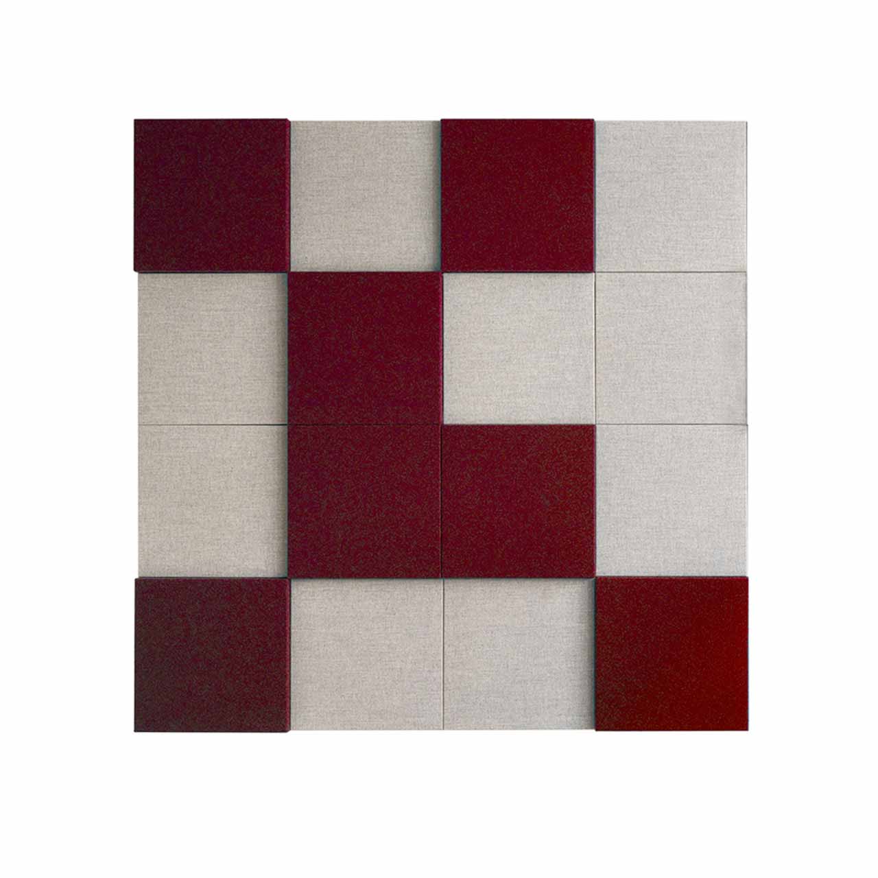 Abstracta Soneo Acoustic Wall Panel provides a simple, easy and versatile solution for noisy office spaces - red and cream hues.