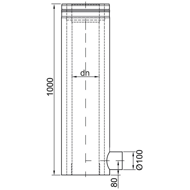 5" Stainless Steel Triple Wall 1000mm Starter Length with 100mm Outlet