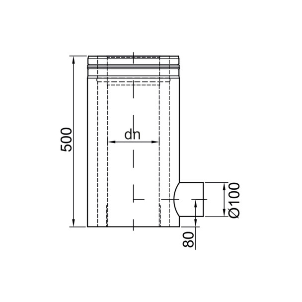 6" Stainless Steel Triple Wall 500mm Starter Length with 100mm Outlet