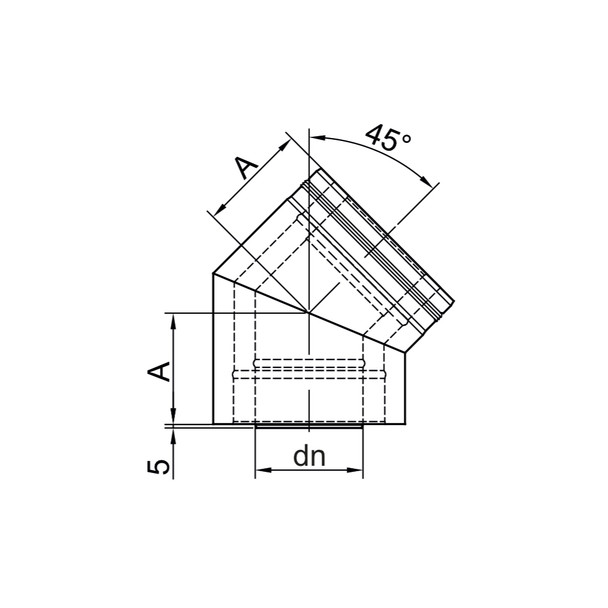 6" Stainless Steel Triple Wall 45° Bend