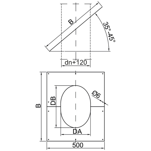 7" Stainless Steel Triple Wall Decorative 2 Part Square Finishing Plate 35°-45°