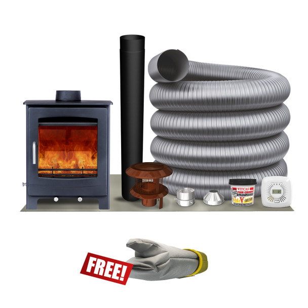 Woodford Turing 5X Wood Burning / Multi Fuel Stove - Fitters Pack