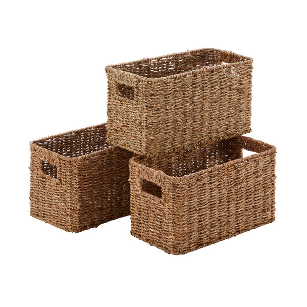 Three Medium Seagrass Kindling Baskets