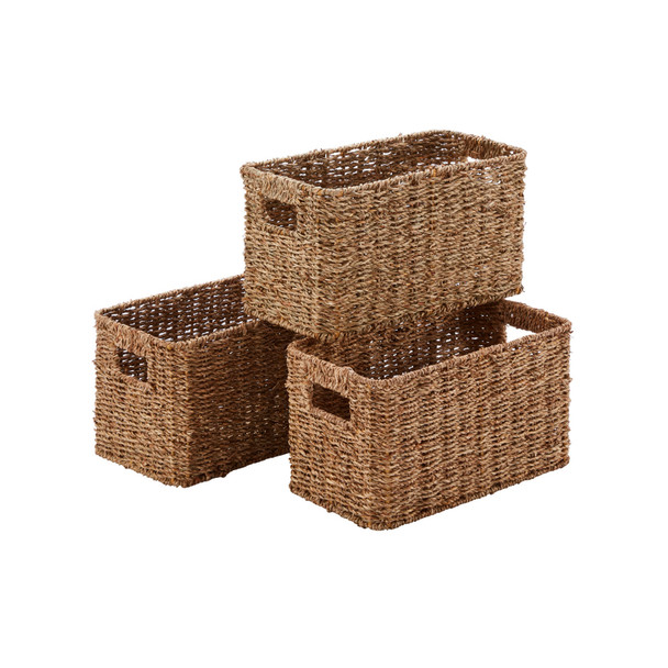 Three Small Seagrass Kindling Baskets