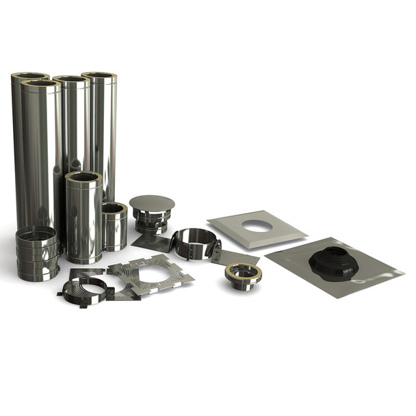 Twin Wall Flue Kit -  6" Stainless Steel - Single Storey Straight Up Internal System