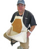 Carver's leather front apron with pouch shown on person.