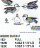 Wood Duck Female Leg & Wing Stretch Carving Pattern showing the three different Stiller pattern sizes.
