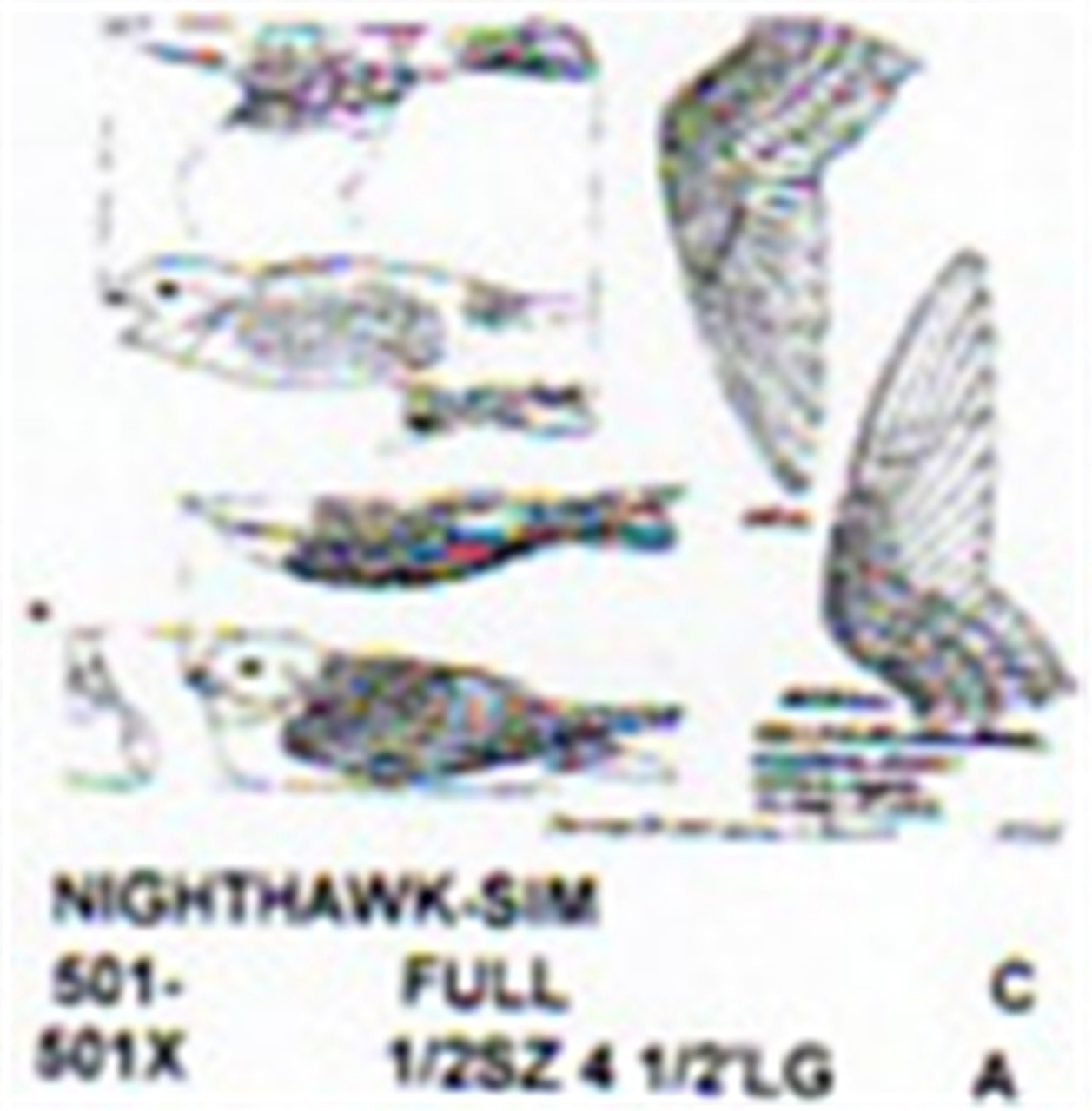 Nighthawk Setting/Flying Carving Pattern shown with two profiles, one setting, and one in flight.