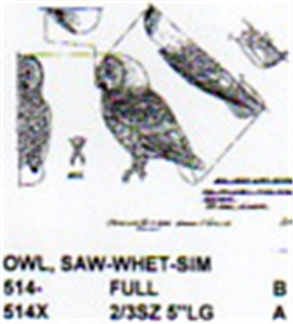 Saw Whet Owl Perching Carving Pattern showing the Owl  with a perching profile.