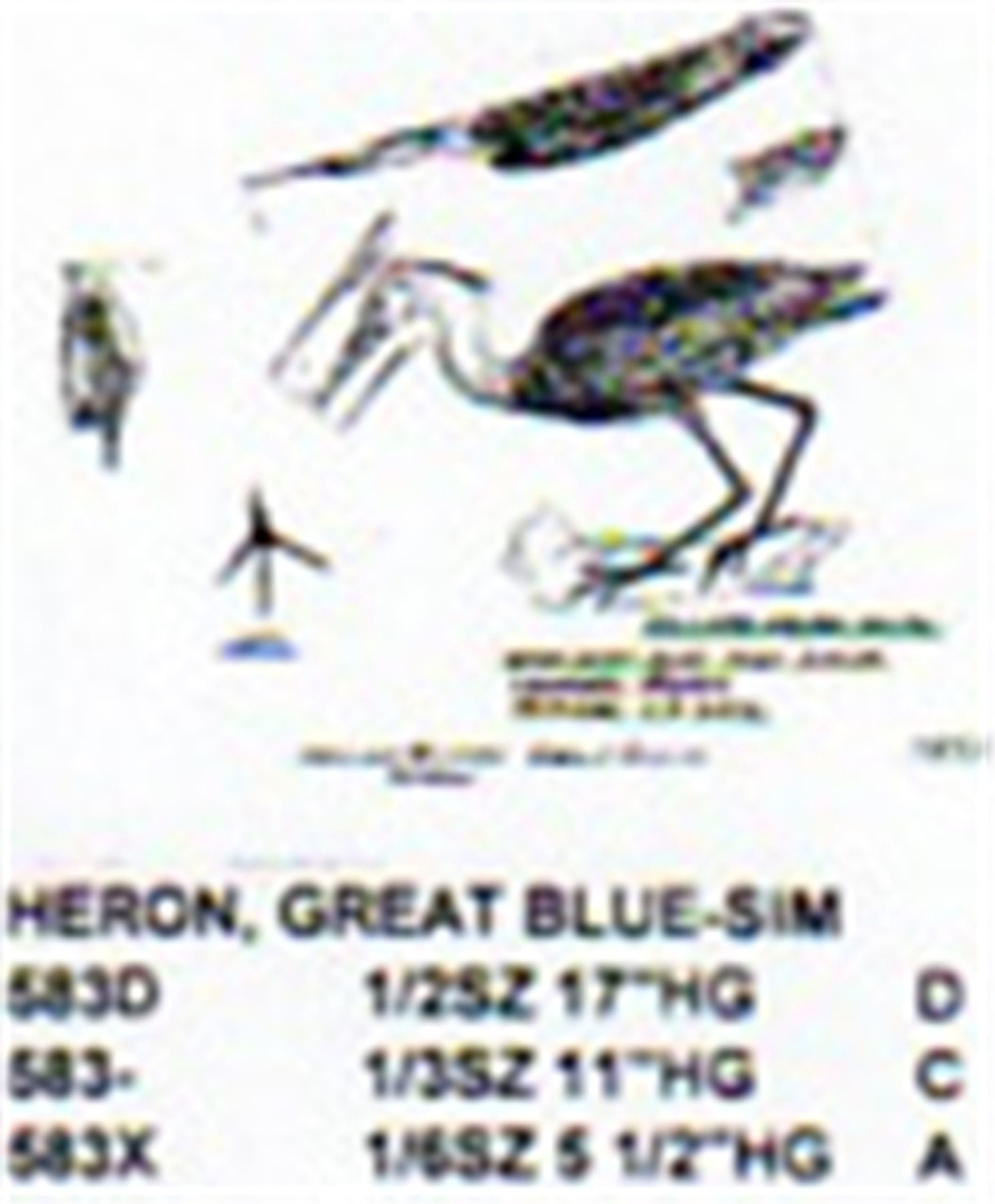 Great Blue Heron Crouching-Fishing 1/6 Size