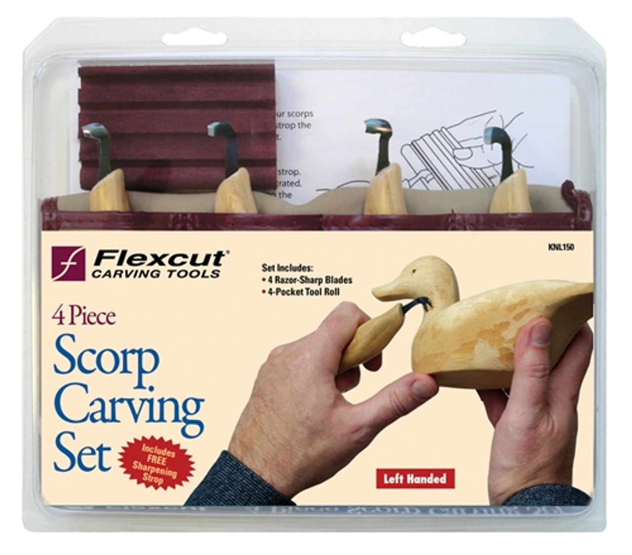 Flexcut Left-Handed Scorp Set shown in it's original package.