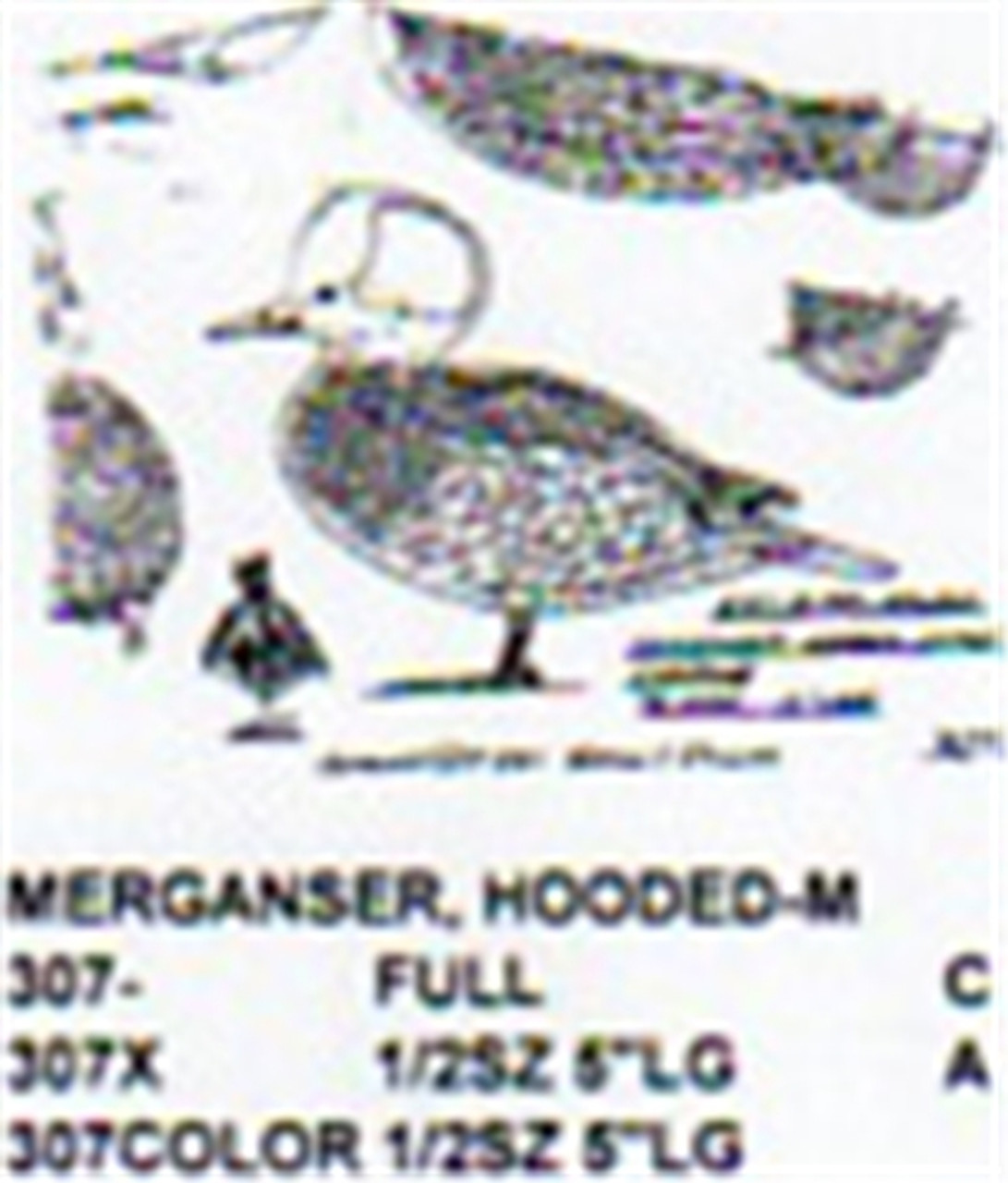 Hooded Merganser Standing Carving Pattern showing the three different Stiller patterns of the Male Hooded Merganser Duck.