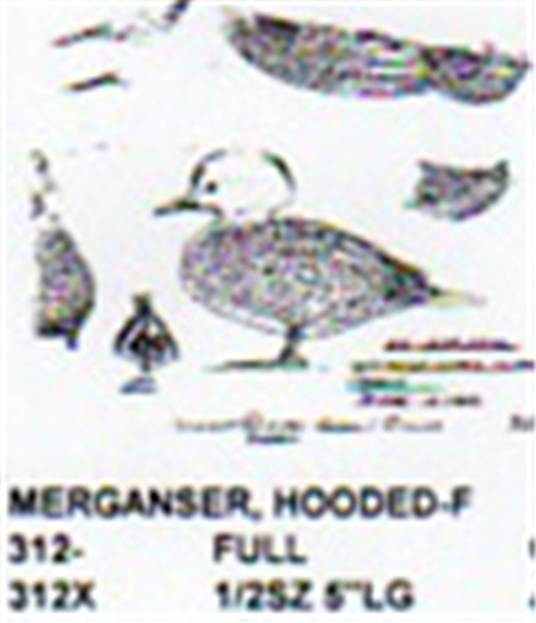 Hooded Merganser Standing Carving Pattern showing the female Hooded Merganser in two different sizes.
