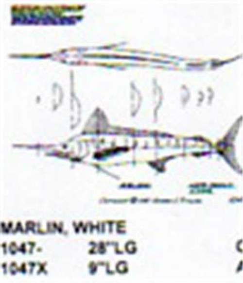 White Marlin Mouth Slightly Open 9" Long Saltwater Fish