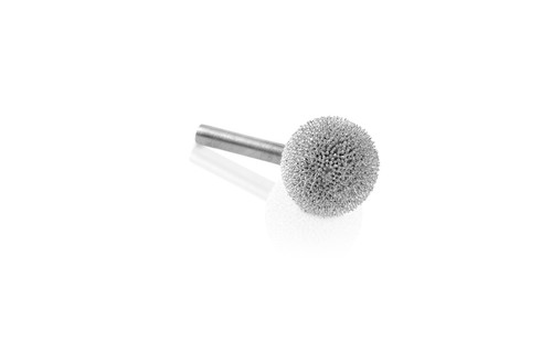 Kutzall Coarse 1" Sphere Burr that has a 1" diameter cutting head with a 1/4" shank and is silver in color which represents the coarse line of original Kutzall Burrs.