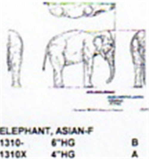 Asian Elephant Female Standing 4" High