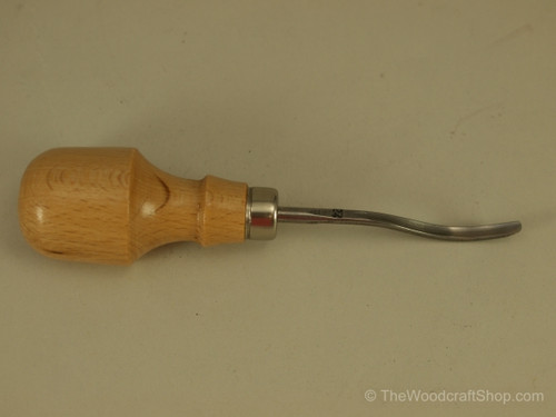 The Stubai Palm #4 Short Bent Gouge 3mm features a beechwood handle and razor sharp blade.